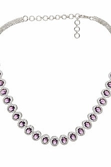 White Finish Purple Zircon Necklace Set