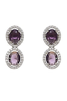 White Finish Purple Zircon Necklace Set