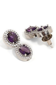 White Finish Purple Zircon Necklace Set