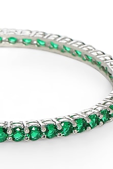 White Finish Green Stone Bangle