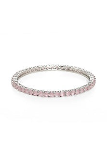 White Finish Pink Stone Bangle