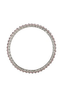 White Finish Pink Stone Bangle