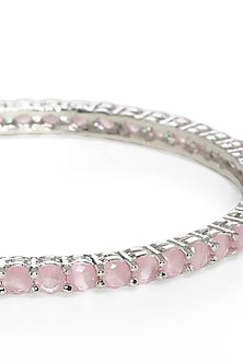 White Finish Pink Stone Bangle