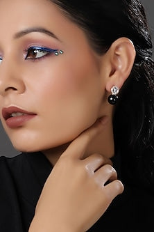 Gold Finish Diamond Drop Earrings