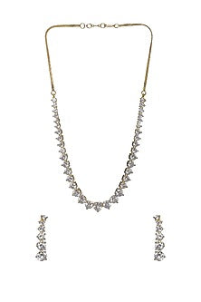 White Finish Diamond Necklace Set