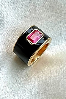 Gold Plated Red Natural Ruby Ring In Sterling Silver