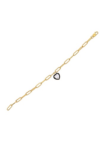 Gold Plated CZ Enamelled Openable Heart Bracelet In Sterling Silver