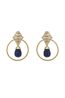Gold Plated Lapis Lazuli Dangler Earrings In Sterling Silver