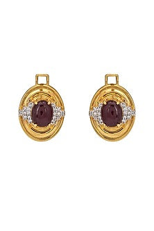 Gold Plated Ruby Dangler Earrings In Sterling Silver