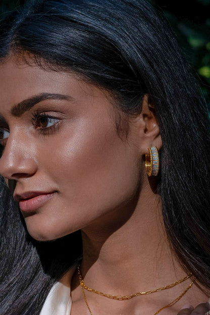 Gold Plated Hoop Earrings In Sterling Silver