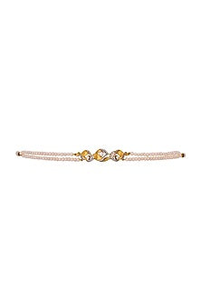 Gold Plated Floral Pearl Choker Necklace In Sterling Silver
