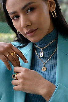 Gold Plated Geometric Ring In Sterling Silver