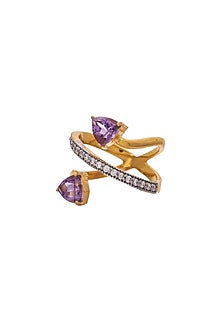 Gold Plated Amethyst Ring In Sterling Silver