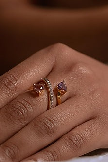 Gold Plated Amethyst Ring In Sterling Silver