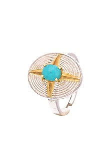 Gold Plated Amazonite Ring In Sterling Silver