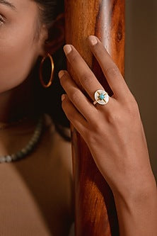 Gold Plated Amazonite Ring In Sterling Silver