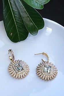 Gold Plated Cubic Zirconia Dangler Earrings In Sterling Silver