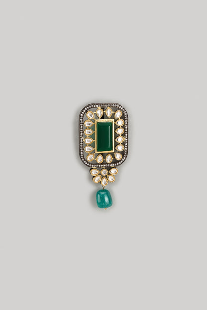 Gold Finish Kundan Polki Brooch