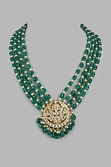 Green Kundan Polki & Emerald Necklace