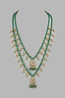 Green Kundan Polki & Emerald Necklace