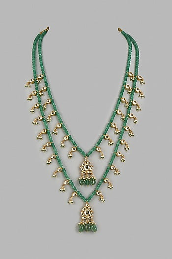 Green Kundan Polki & Emerald Necklace