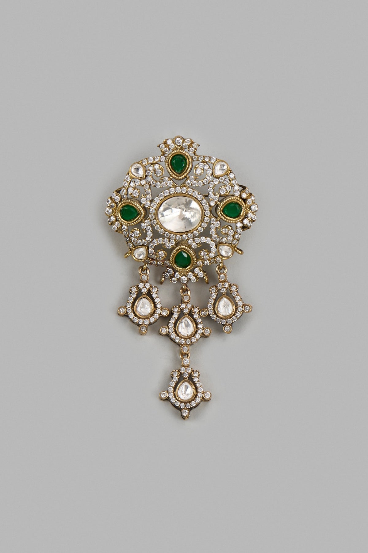 Gold Victorian Polki Brooch