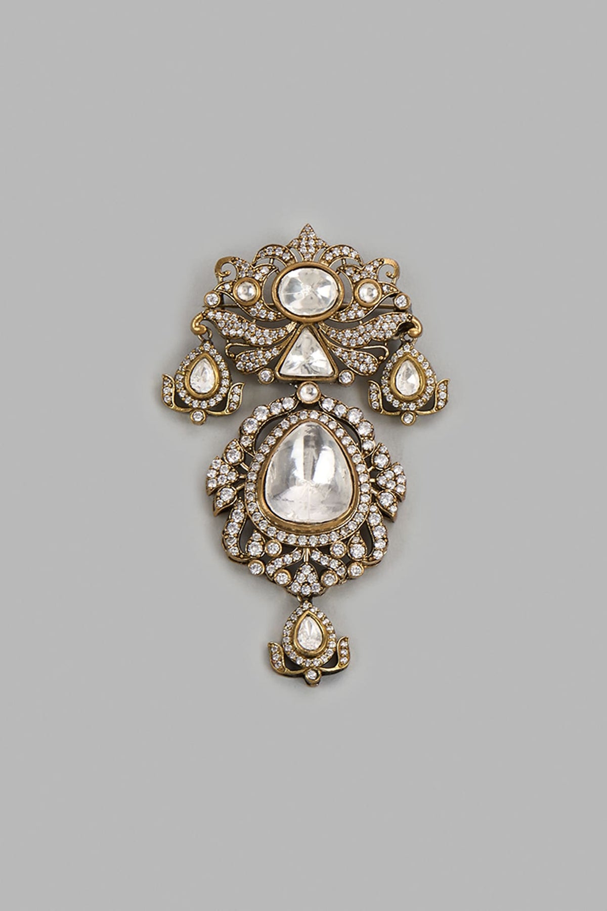 Gold Victorian Polki Brooch