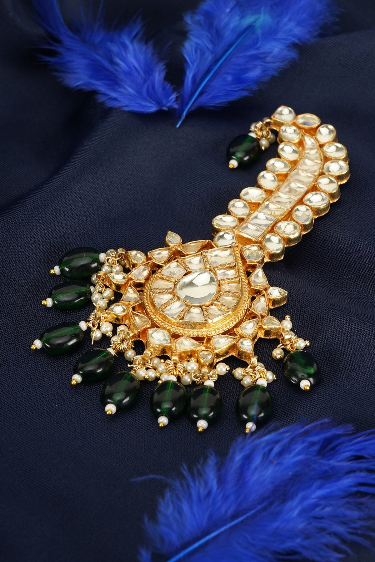 Gold Polki & Semi-Precious Stone Brooch
