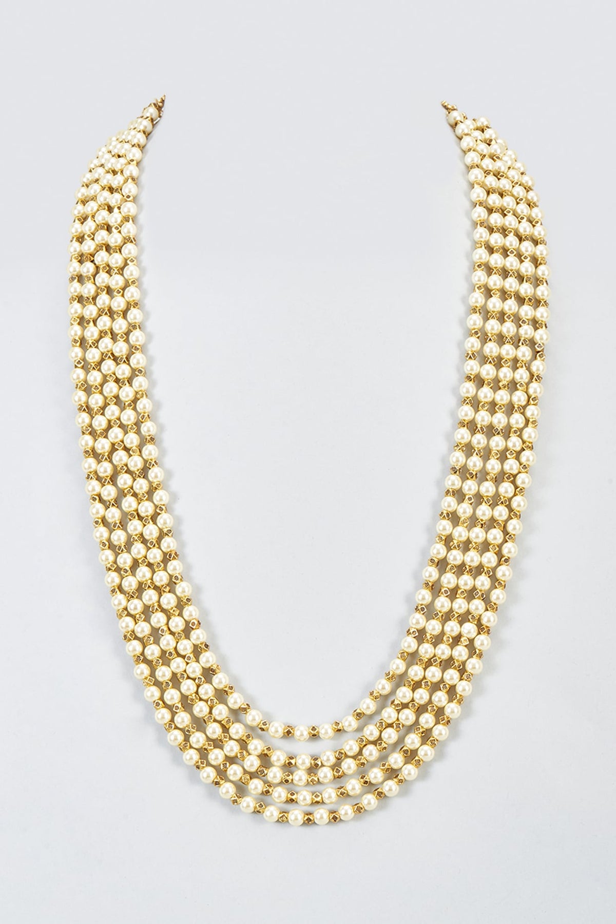 Gold Pearl Beaded Long Necklace