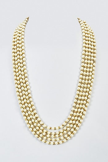 Gold Pearl Beaded Long Necklace