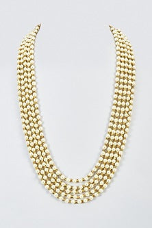 Gold Pearl Beaded Long Necklace
