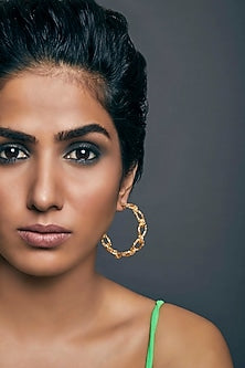 Gold Plated Crudo Catene Big Hoop Earrings