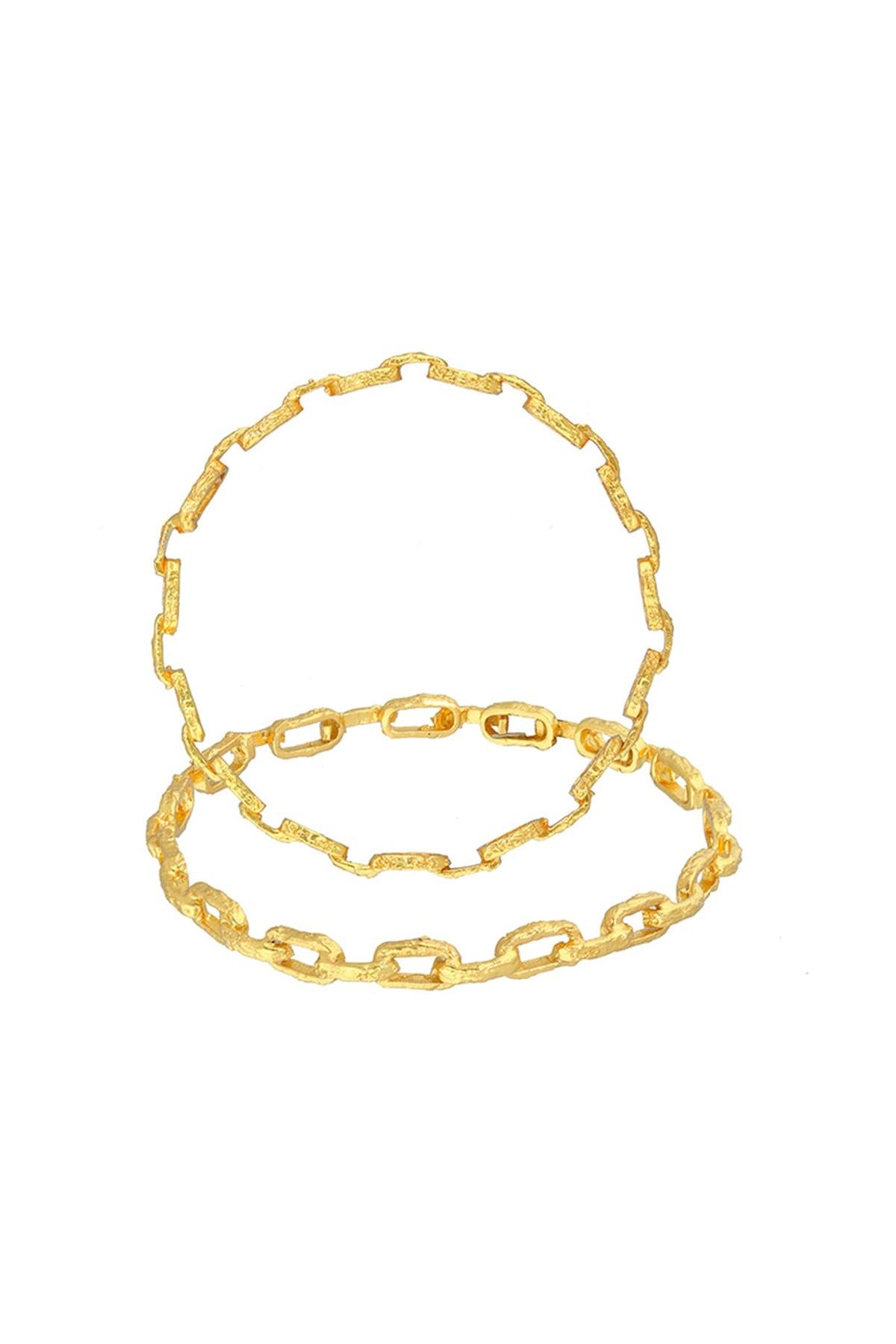 Gold Finish Textured Bangles (Set of 2)