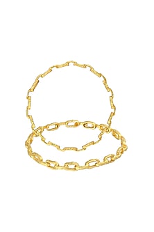 Gold Finish Textured Bangles (Set of 2)