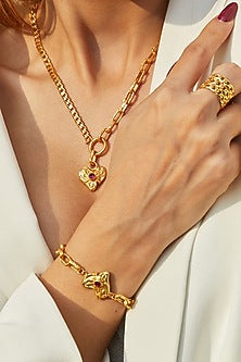 Gold Finish Heart Bracelet