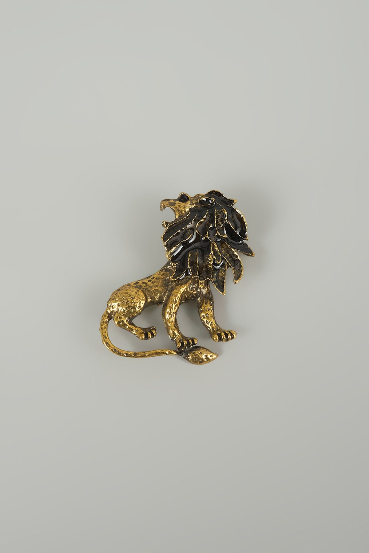 Gold Finish Lion Embellished Brooch