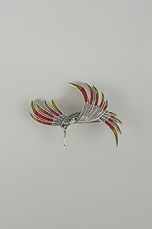 Silver Finish Kingfisher Embellished Brooch
