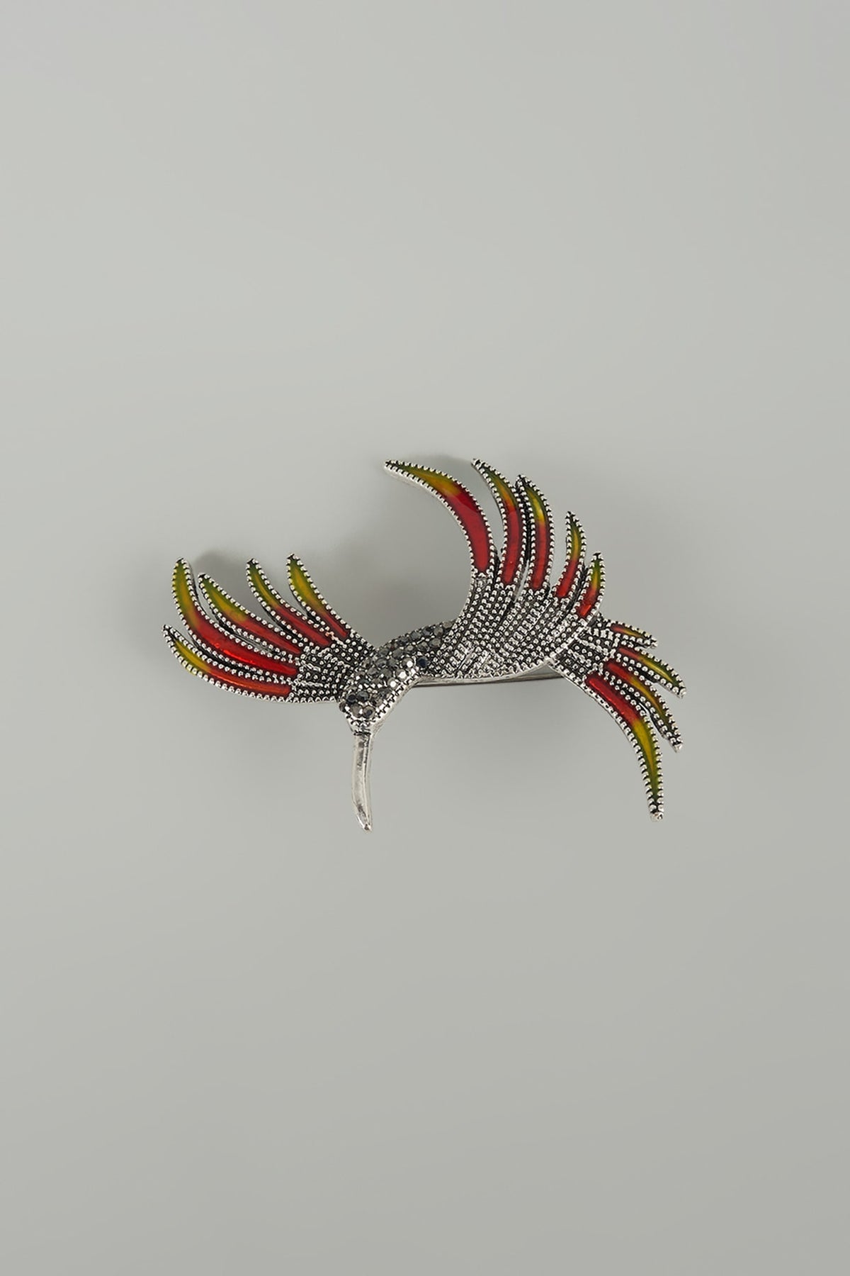 Silver Finish Kingfisher Embellished Brooch