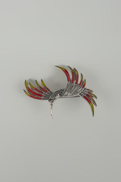 Silver Finish Kingfisher Embellished Brooch