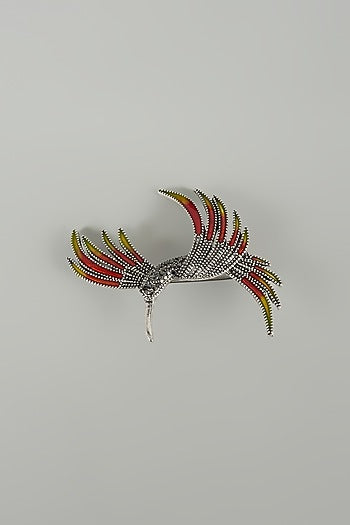 Silver Finish Kingfisher Embellished Brooch