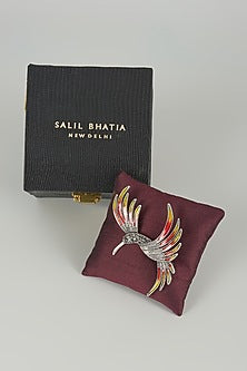 Silver Finish Kingfisher Embellished Brooch