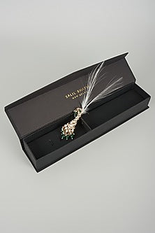 Gold Finish Kundan Polki & Emerald Feather Kalangi