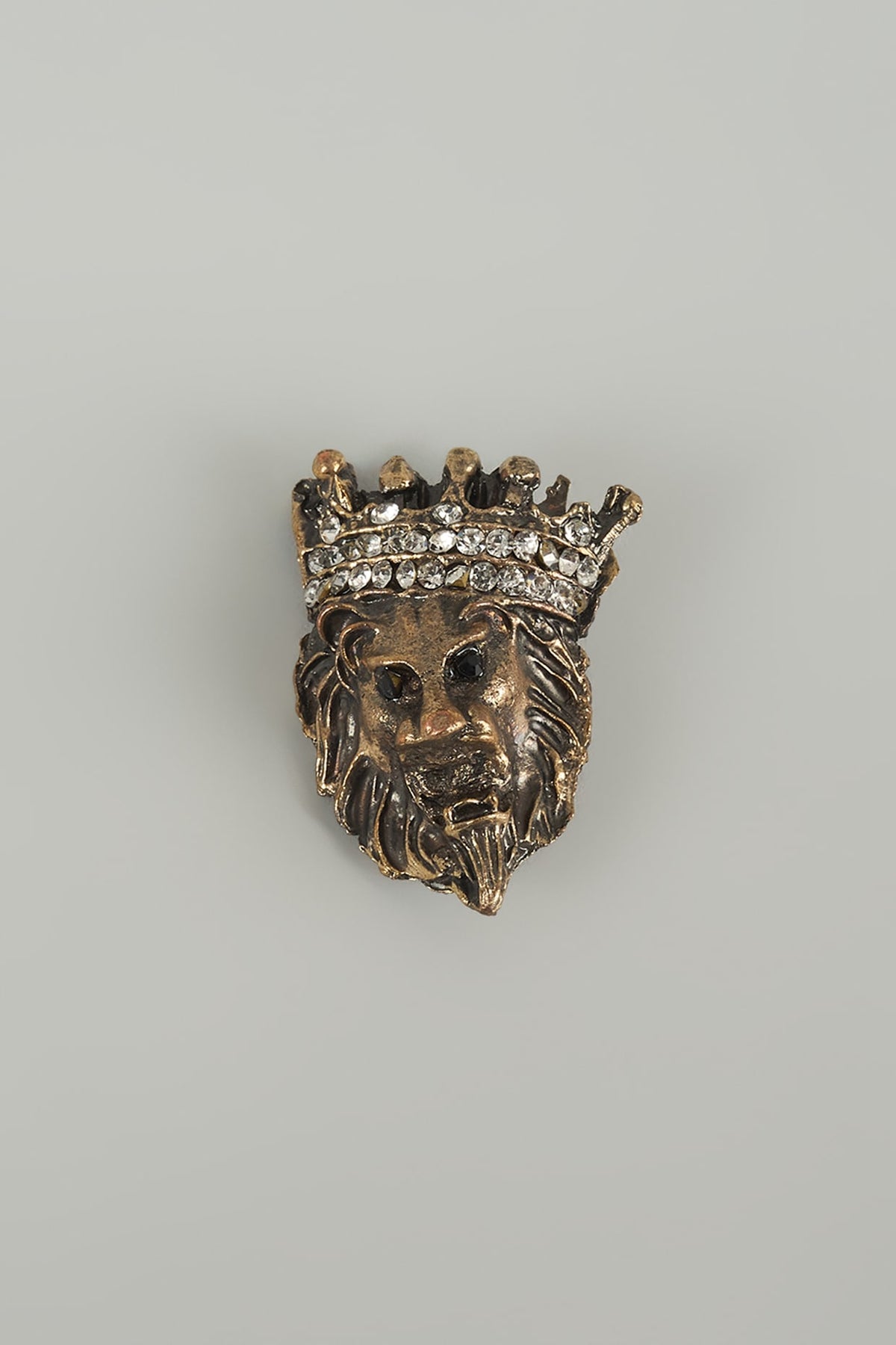 Antique Finish Embellished Lion Brooch