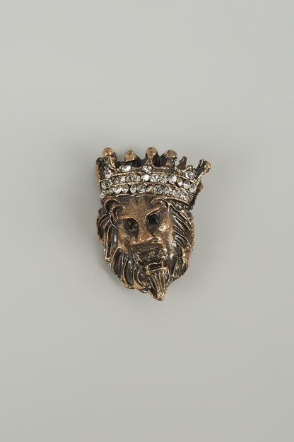 Antique Finish Embellished Lion Brooch