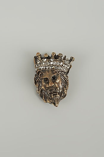 Antique Finish Embellished Lion Brooch