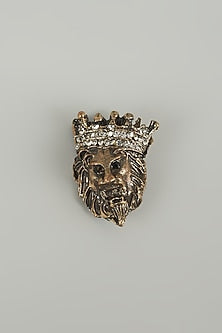 Antique Finish Embellished Lion Brooch