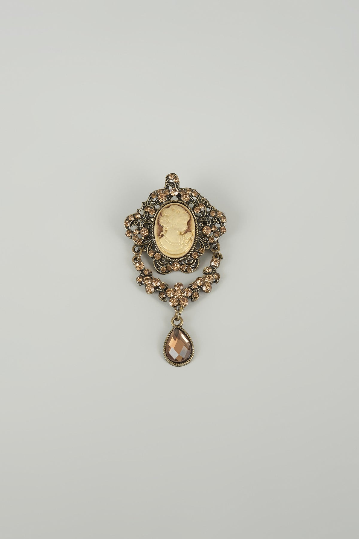 Antique Finish Embellished Queen Brooch