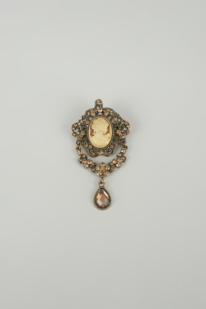 Antique Finish Embellished Queen Brooch