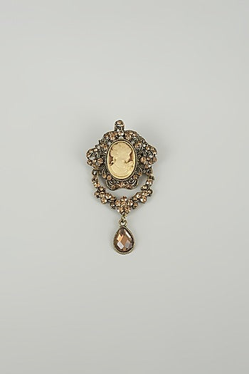 Antique Finish Embellished Queen Brooch
