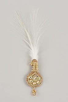 Soft Gold Semi-Precious Kundan & Pearl Feather Kalangi